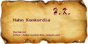 Hahn Konkordia névjegykártya